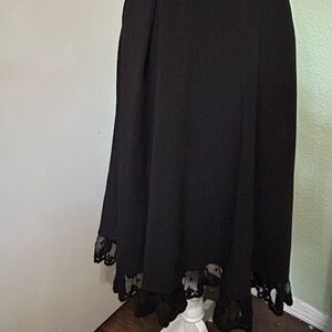 Sunny Leigh A Line Black Skirt with Lace Hem Size 14